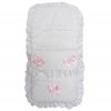Plain White/Pink Footmuff/Cosytoes With Large Bows & Lace